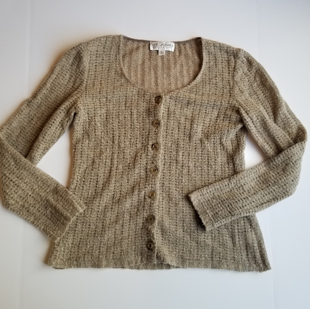 St. John Collection Brown Button Cardigan Top M